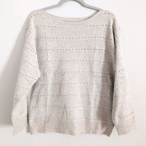 Oversized Women's Cream Eyelet Sweater Size S NWOT